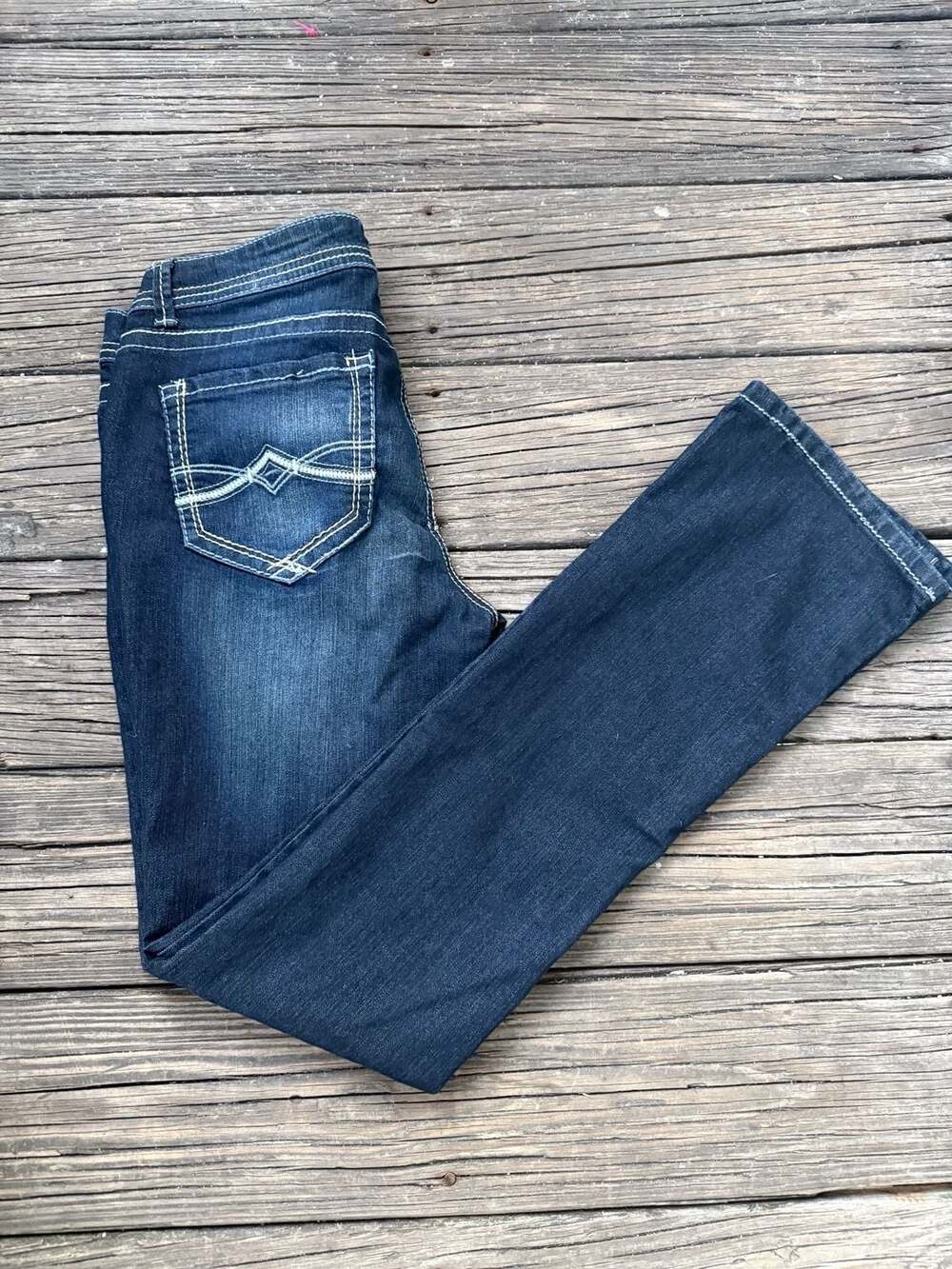 Mudd Women's Dark Wash Stretch Denim lowrise Bootcut Jeans Size 11